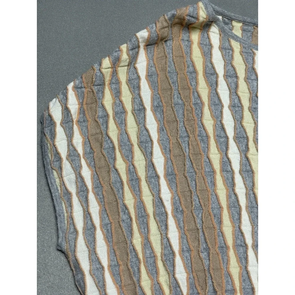 Women's M Sweater Top‎ Anthropologie Nessa Striped Smocked Gray Orange Wool Boho